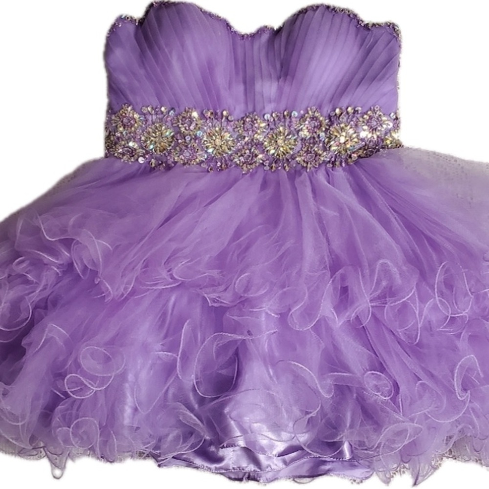 BolBou purple tulle strapless dress XL